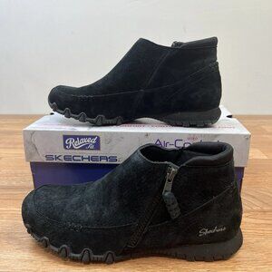 Skechers Relaxed Fit Bikers Zippiest Black Suede Boots Women's Size 9.5 NEW